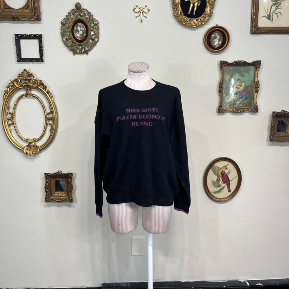 Vintage y2k Miss Sixty Black Logo Knit Sweater – Piazza Duomo Milano Graphic